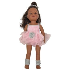 18" Fashion Doll Pink Ballet Tutu Dress Brown Hair Used Girl Doll